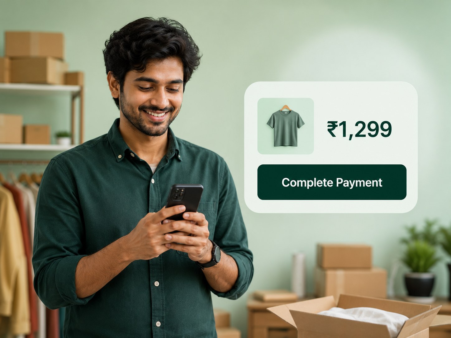 AyuChat abandoned cart WhatsApp message with one-tap Razorpay payment link