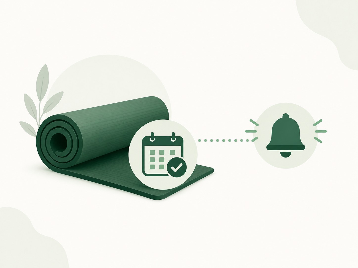 Yoga mat with a confirmed class calendar and automated reminder bell