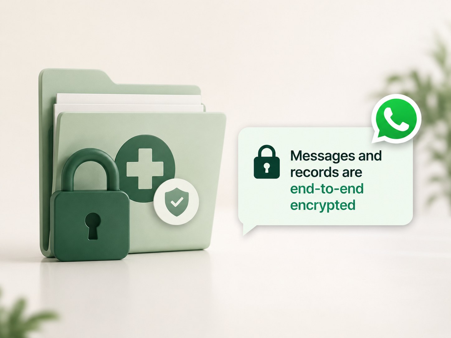 Illustration of end-to-end encrypted WhatsApp messaging for patient records