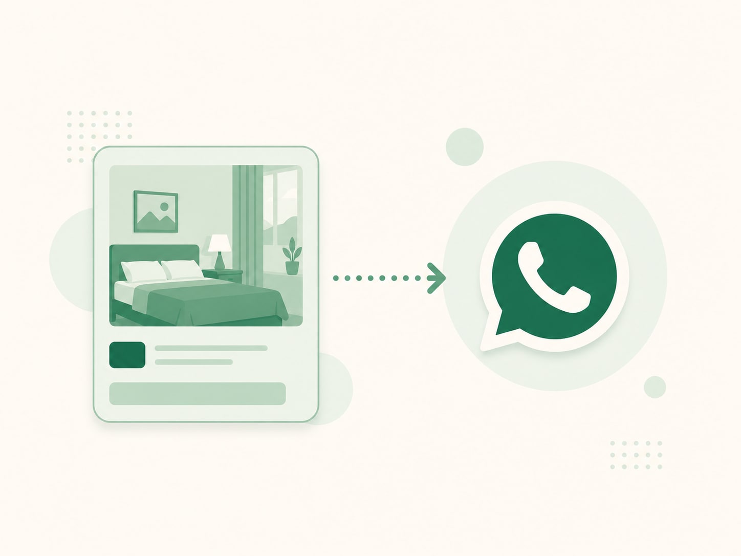 Illustration of a social media ad converting into a direct WhatsApp booking