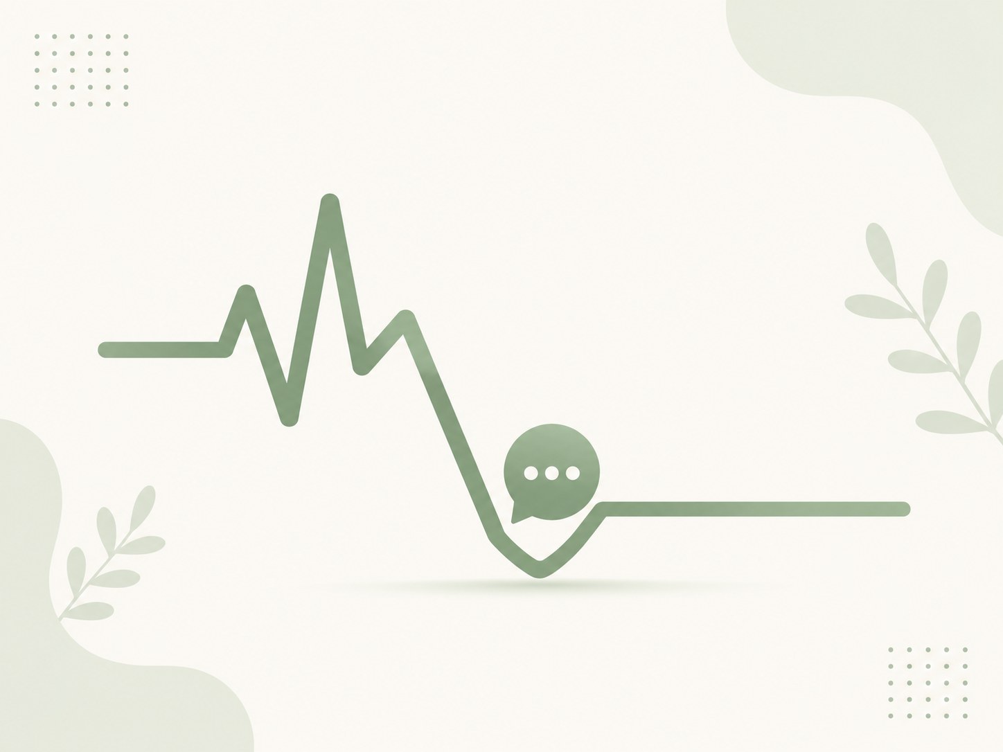 Heartbeat activity line caught by a chat bubble before customer churn