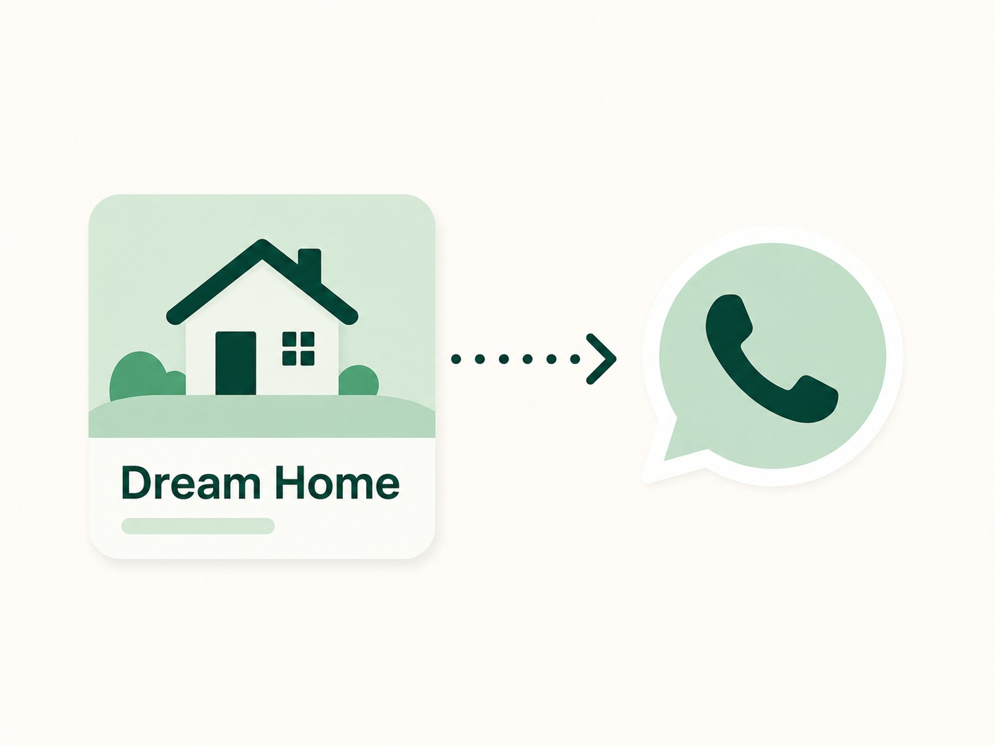 Illustration of a property ad converting into an instant WhatsApp lead